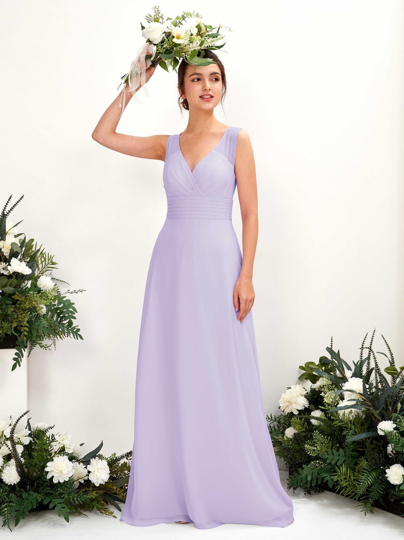 Carlyna Karen A-Line Lilac Bridesmaid Dress Maxi Sleeveless V-Neck Dress #color_lilac