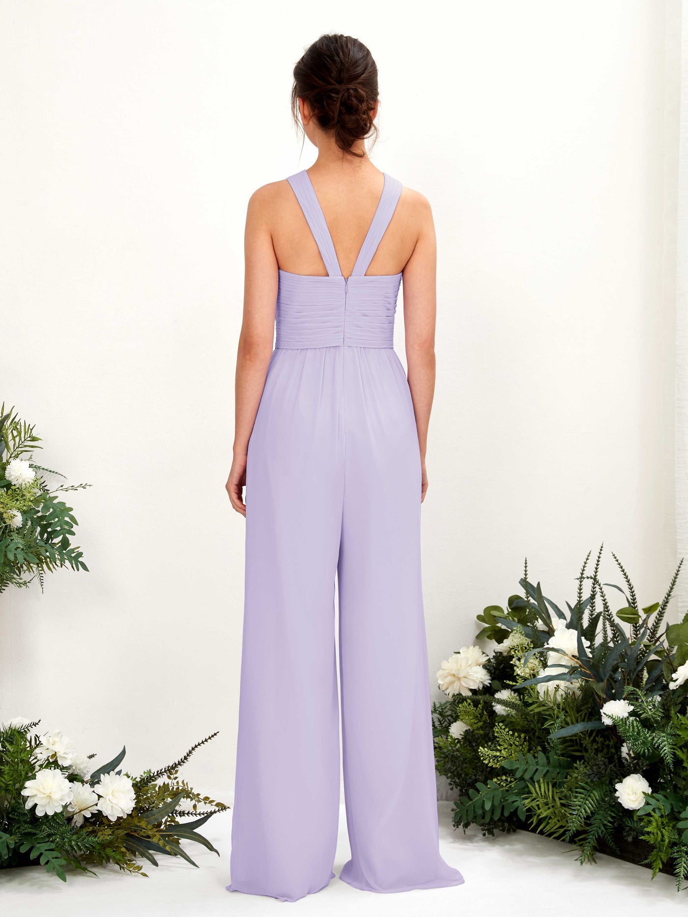 Carlyna Hilona Jumpsuit Lilac Bridesmaid Dress Maxi Sleeveless V-Neck Dress #color_lilac