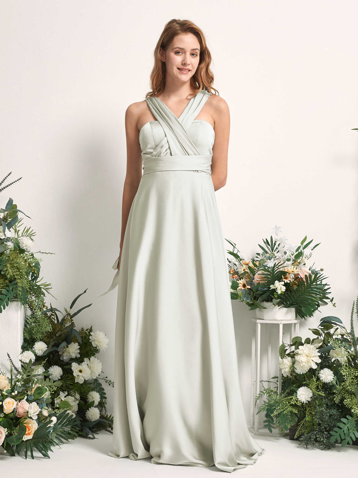 Carlyna Mirabelle Convertible Ivory Satin Bridesmaid Dress Maxi Sleeveless Sweetheart Dress 