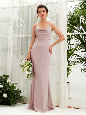 Carlyna Candice Sheath Dusty Rose Satin Bridesmaid Dress Maxi Sleeveless Cowl Neck Dress #color_dusty-rose