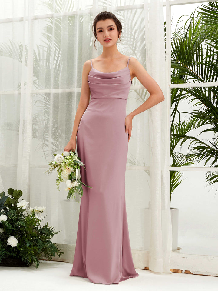 Straps Sleeveless Satin Bridesmaid Dress - Rose Quartz (80221766)