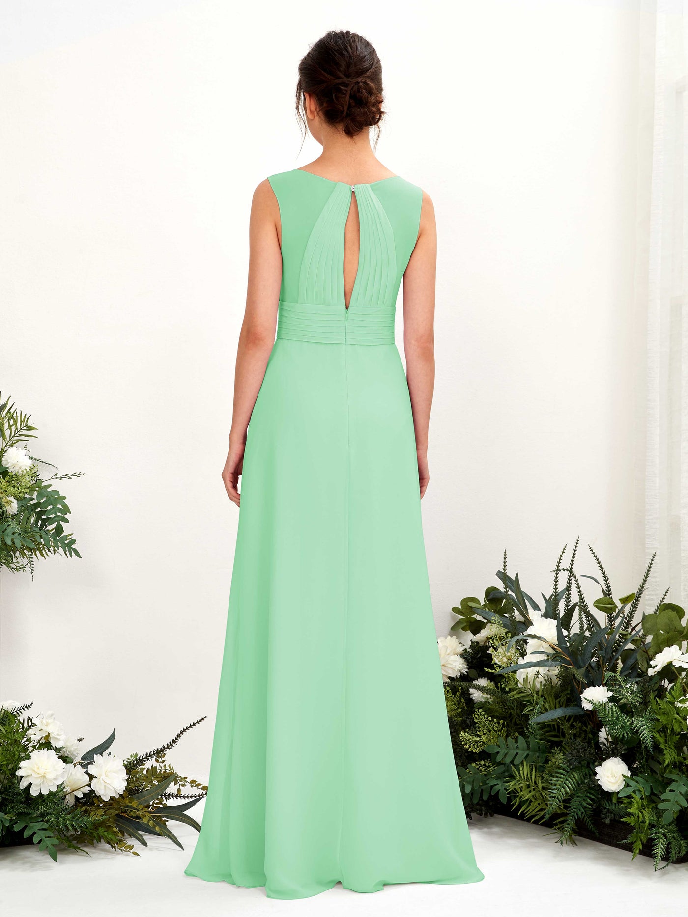 Carlyna Karen A-Line Mint Green Bridesmaid Dress Maxi Sleeveless V-Neck Dress #color_mint-green