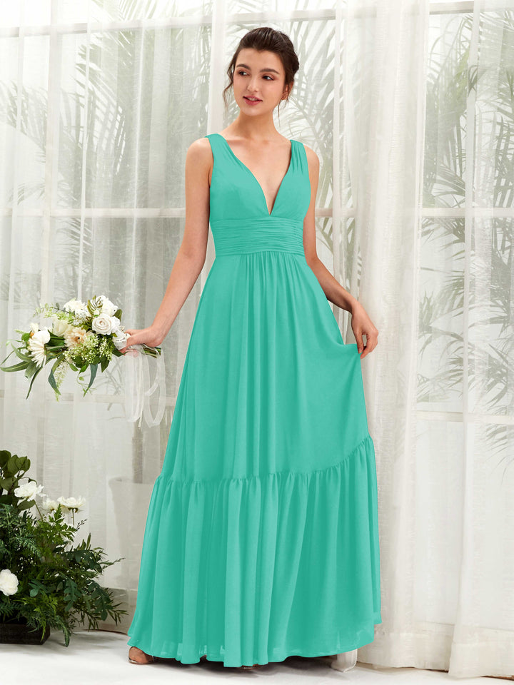 A-line Maternity Straps Sleeveless Chiffon Bridesmaid Dress - Tiffany (80223732)