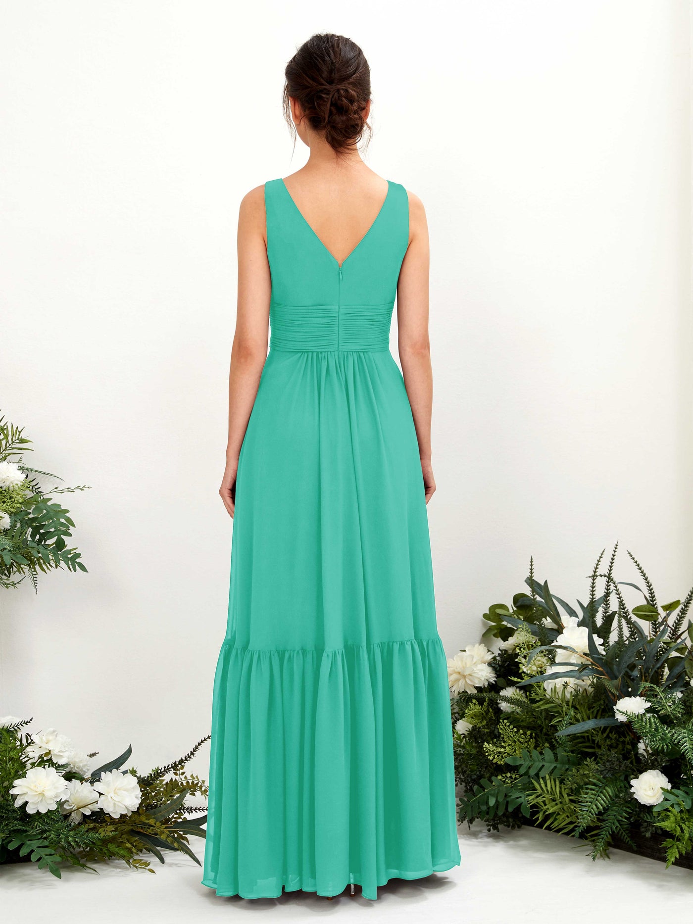 A-line Maternity Straps Sleeveless Chiffon Bridesmaid Dress - Tiffany (80223732)#color_tiffany