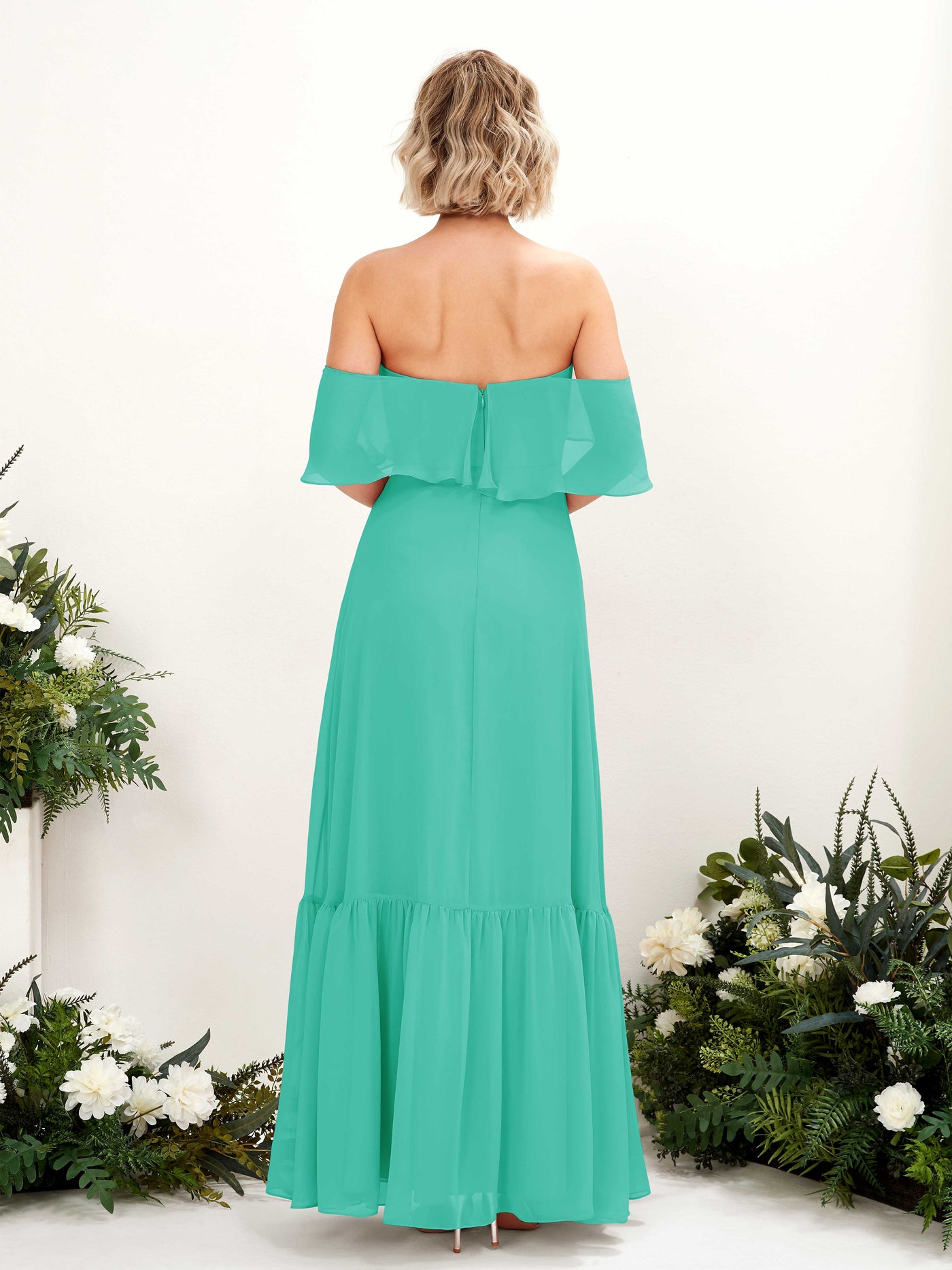 Carlyna Joie A-Line Tiffany Bridesmaid Dress Maxi Sleeveless Off the Shoulder Dress #color_tiffany