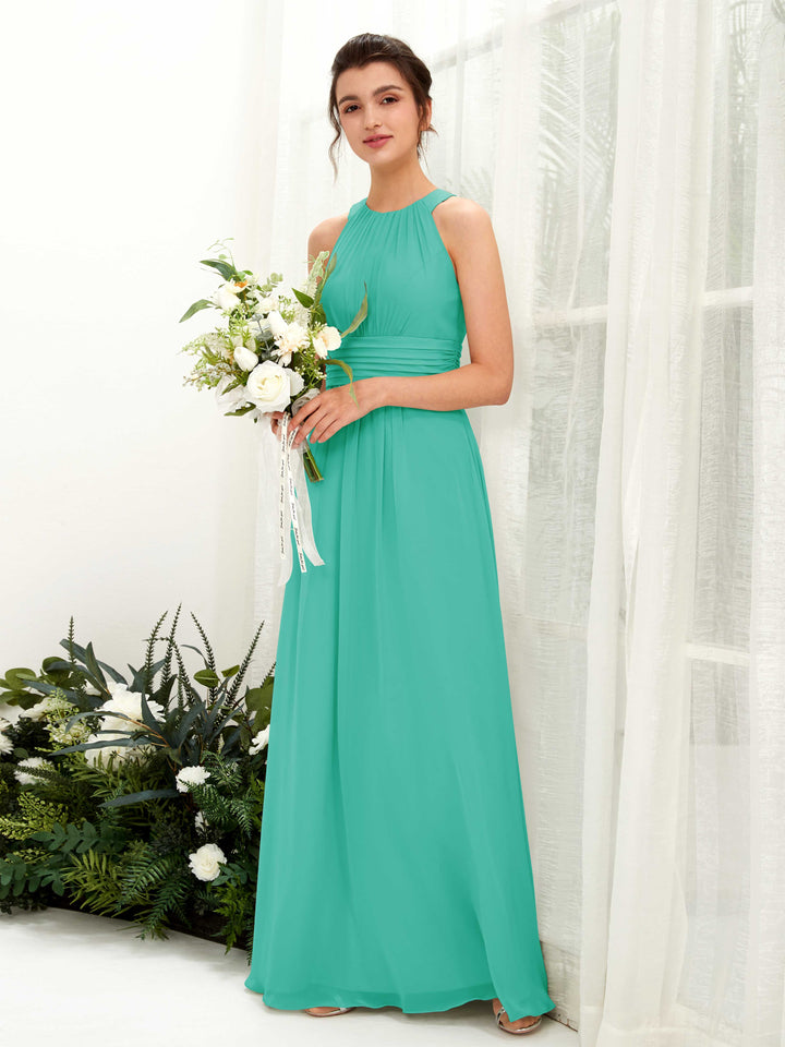 Carlyna Noelle A-Line Tiffany Bridesmaid Dress Maxi Sleeveless Round Neck Dress 