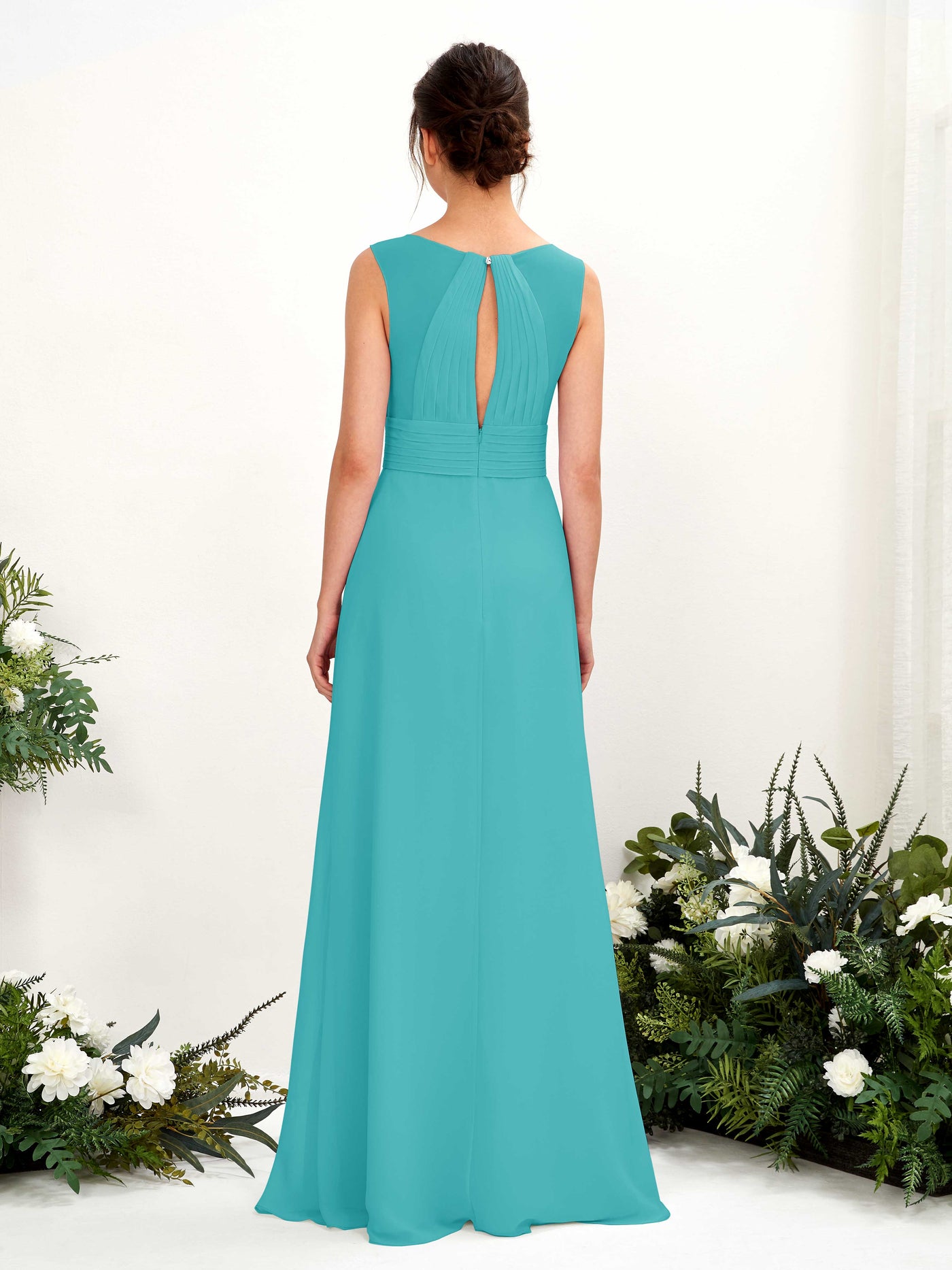 Carlyna Karen A-Line Turquoise Bridesmaid Dress Maxi Sleeveless V-Neck Dress #color_turquoise