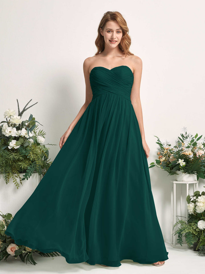 Carlyna Elma A-Line Dark Emerald Bridesmaid Dress Maxi Sleeveless Sweetheart Dress 