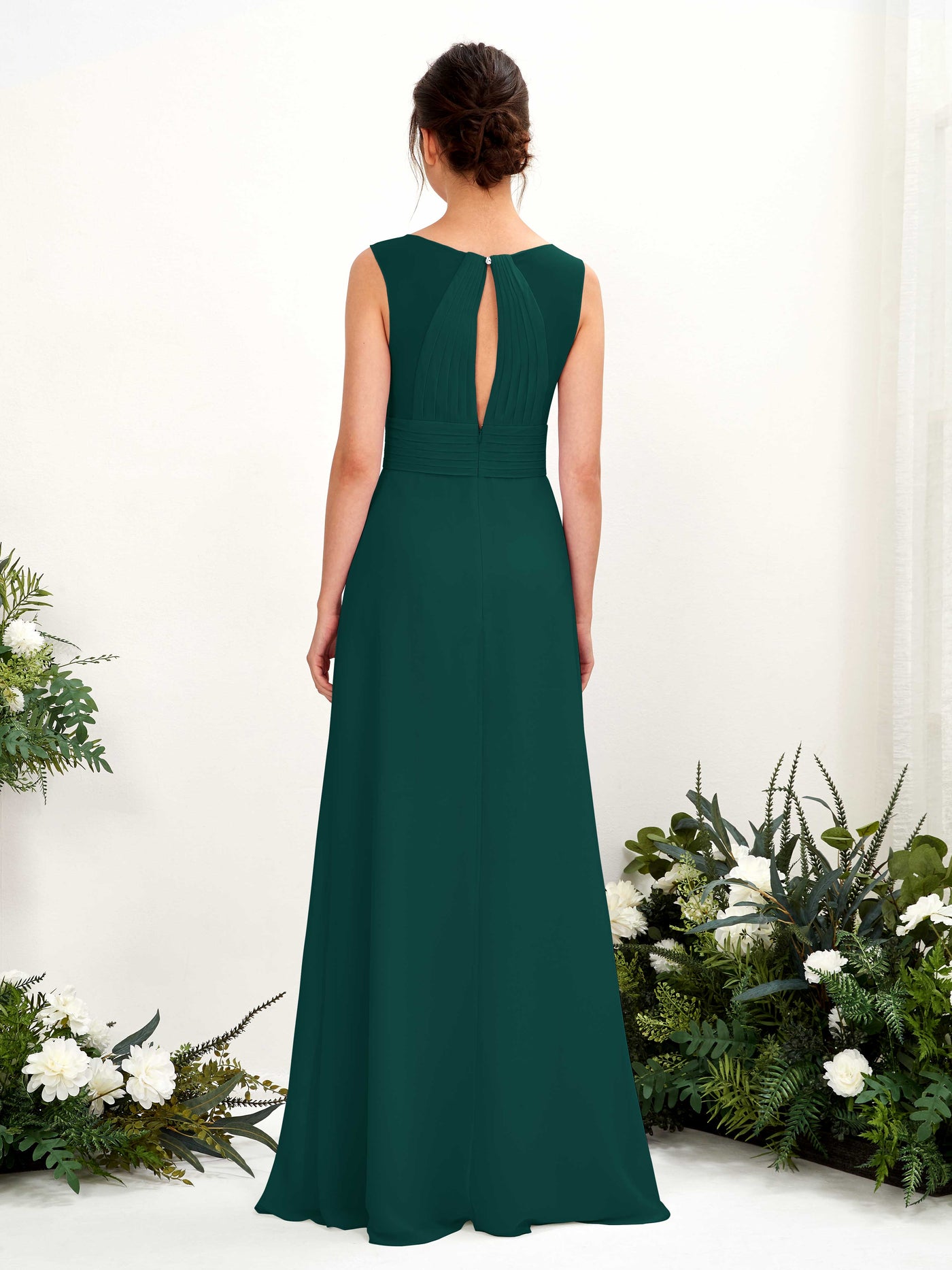 Carlyna Karen A-Line Dark Emerald Bridesmaid Dress Maxi Sleeveless V-Neck Dress #color_dark-emerald