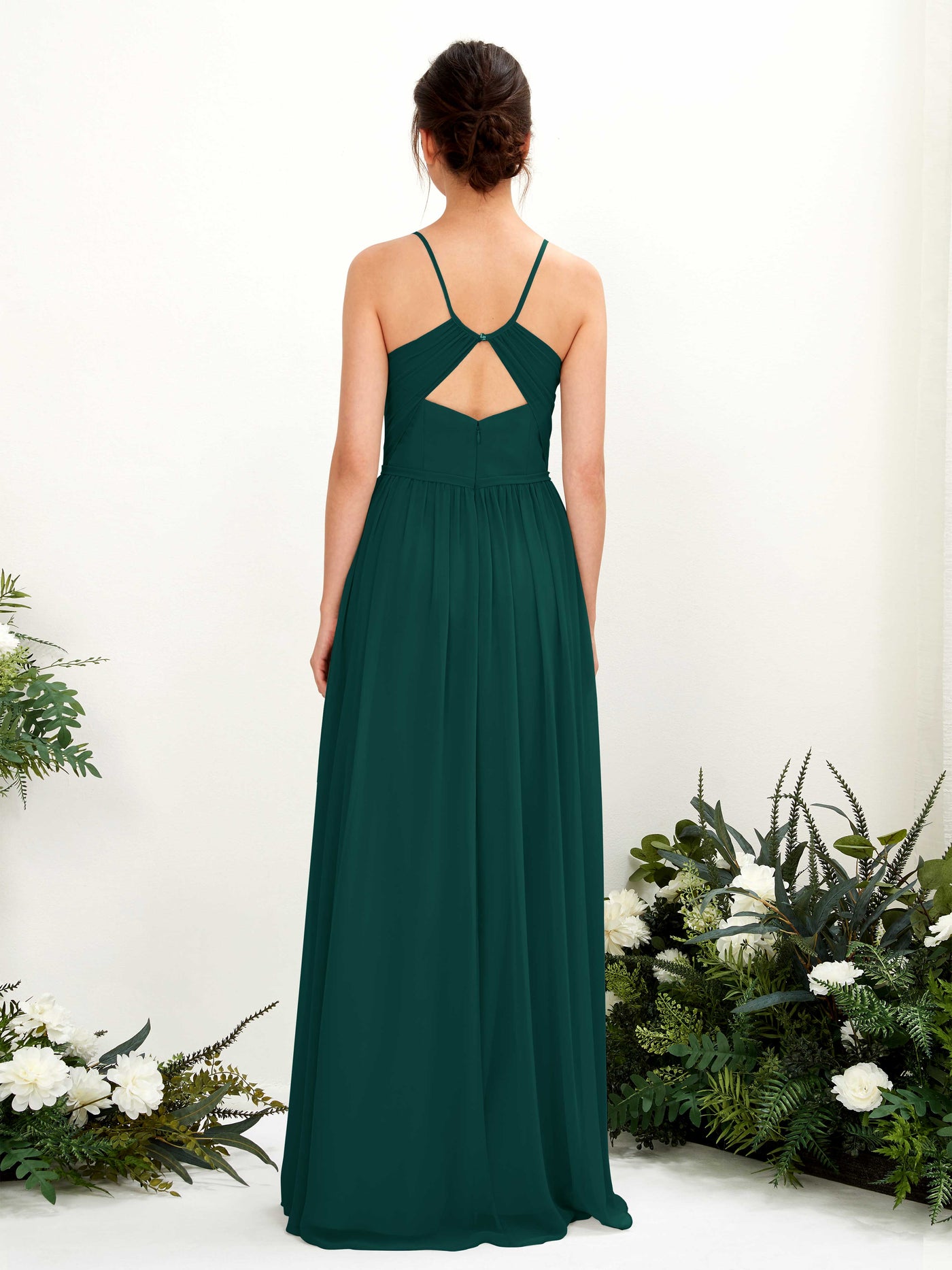 Carlyna Angela A-Line Dark Emerald Bridesmaid Dress Maxi Sleeveless V-Neck Dress #color_dark-emerald