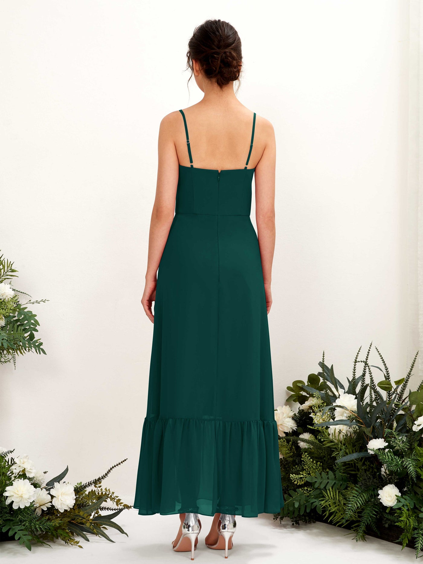 Spaghetti-straps Sweetheart Sleeveless Chiffon Bridesmaid Dress - Dark Emerald (81223017)#color_dark-emerald