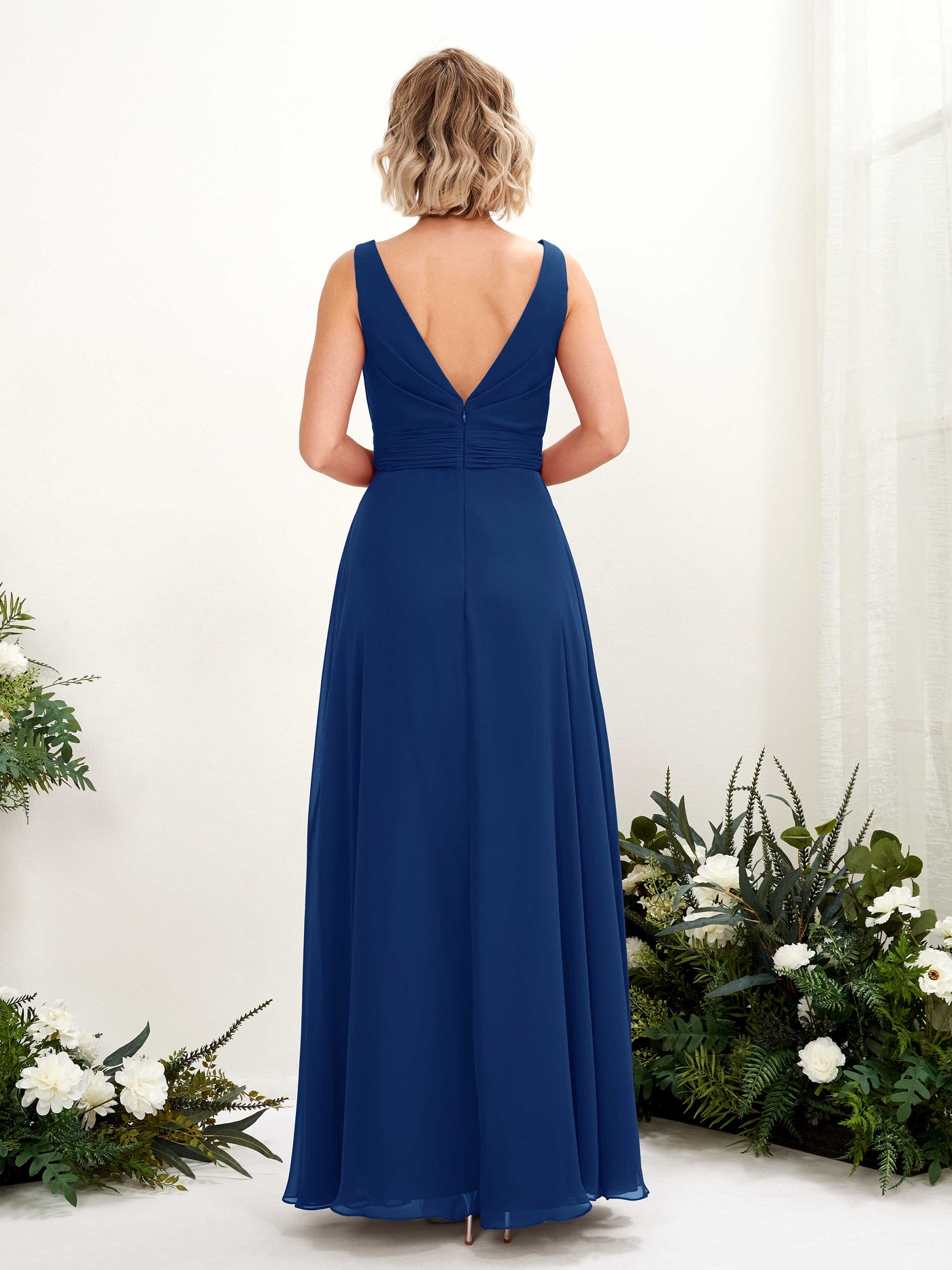 Carlyna Brianna A-Line Royal Blue Bridesmaid Dress Maxi Sleeveless Boat Neck Dress #color_royal-blue