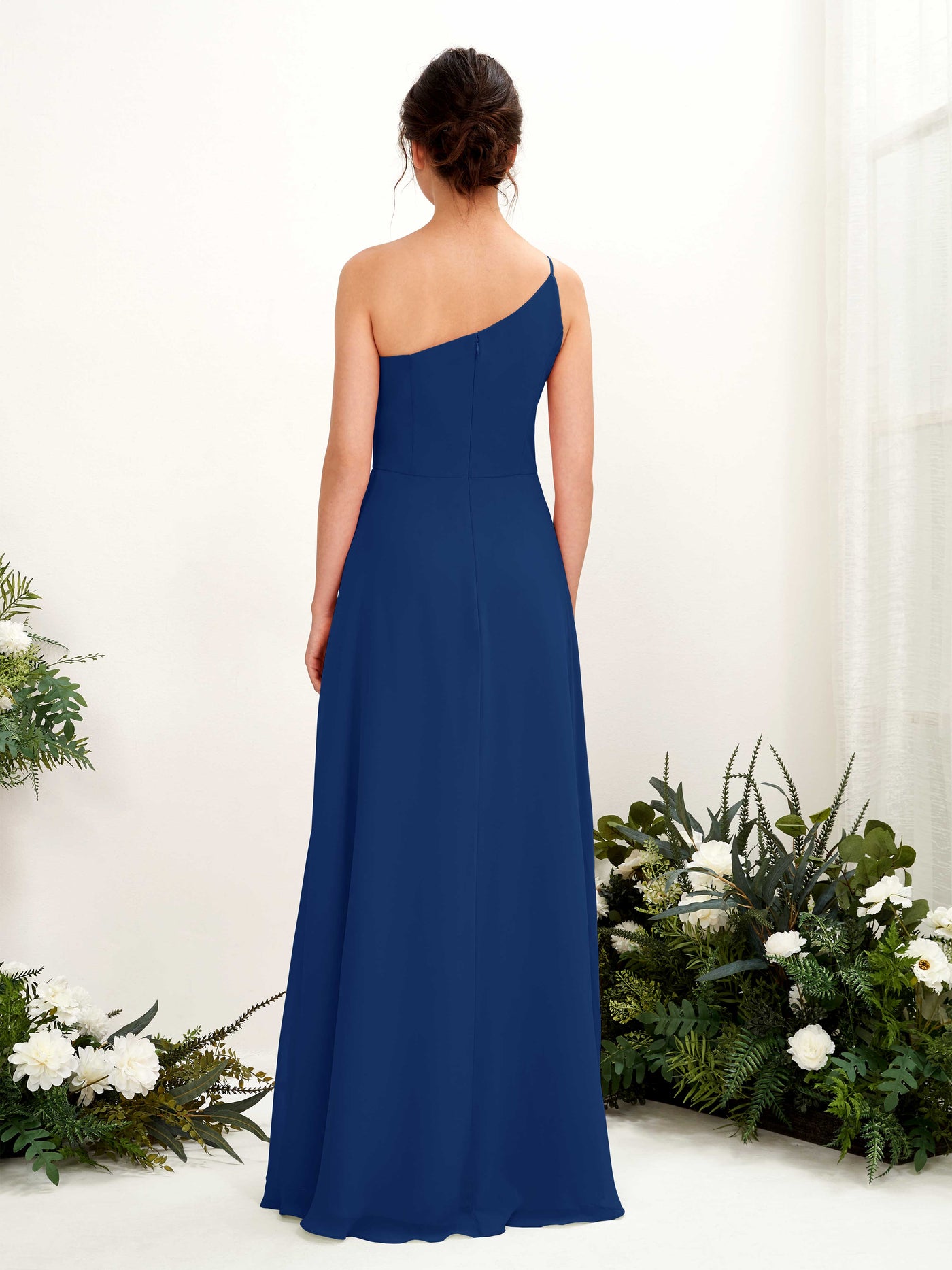 Carlyna Crystal A-Line Royal Blue Bridesmaid Dress Maxi Sleeveless One Shoulder Dress #color_royal-blue