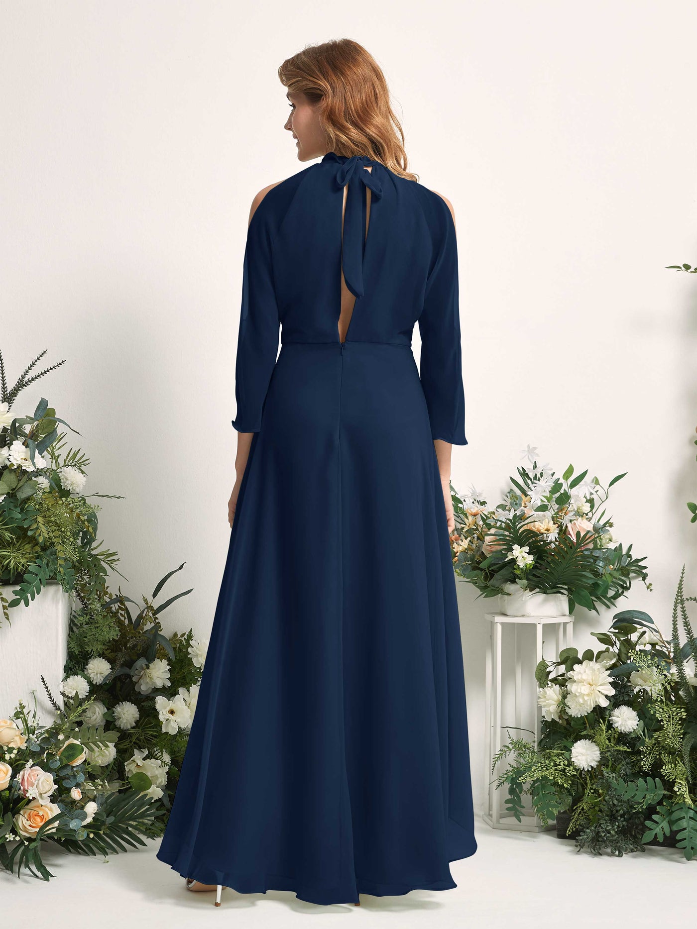 Carlyna Maxine A-Line Navy Bridesmaid Dress Maxi Sleeveless Round Neck Dress #color_navy