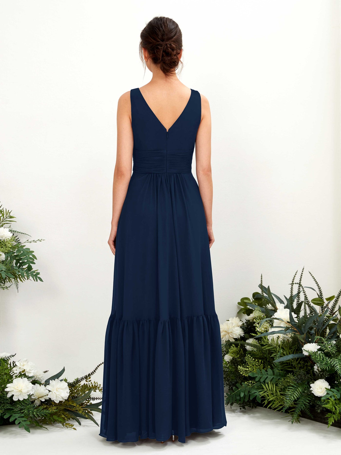 A-line Maternity Straps Sleeveless Chiffon Bridesmaid Dress  (80223713)#color_navy