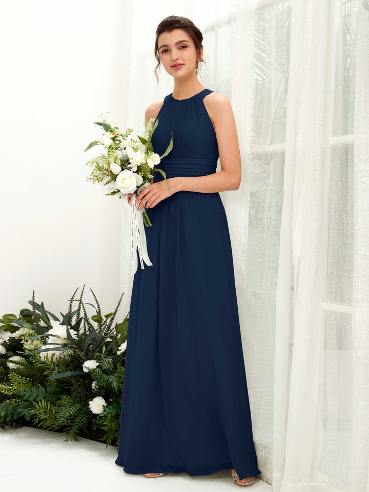 A-line Round Sleeveless Chiffon Bridesmaid Dress (81221513)