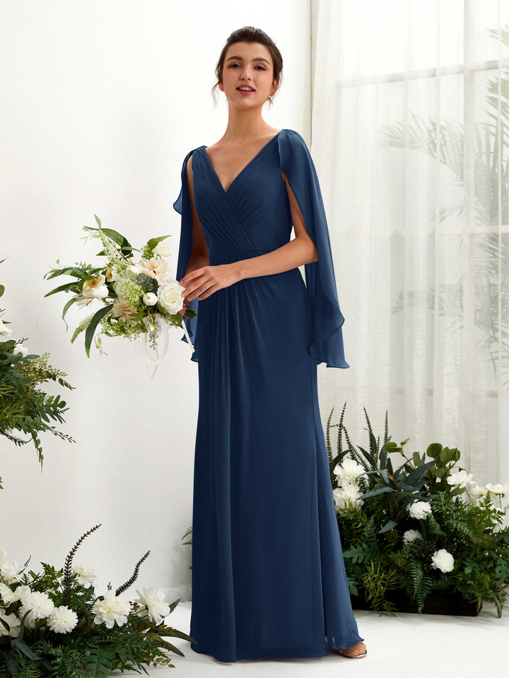 A-line V-neck Chiffon Bridesmaid Dress  (80220113)