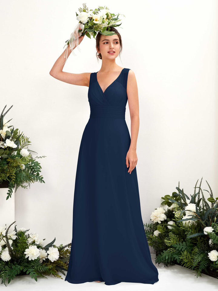 A-line V-neck Sleeveless Chiffon Bridesmaid Dress (81220913)