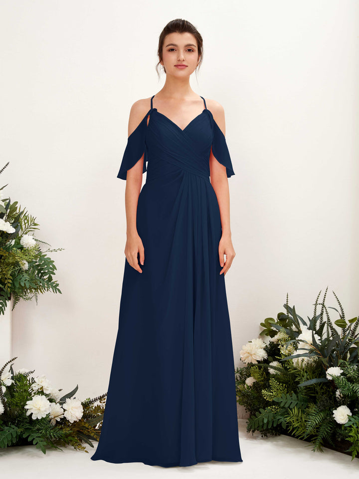 Ball Gown Off Shoulder Spaghetti-straps Chiffon Bridesmaid Dress (81221713)