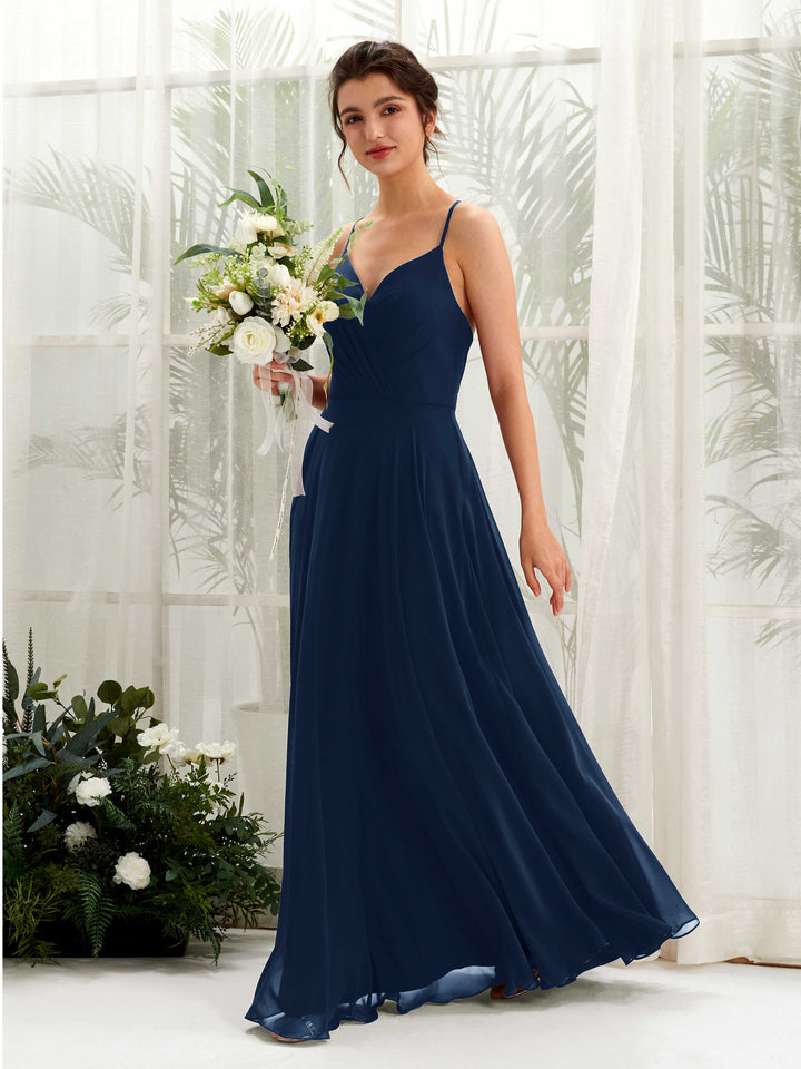 Spaghetti-straps V-neck Sleeveless Bridesmaid Dress  (81224213)