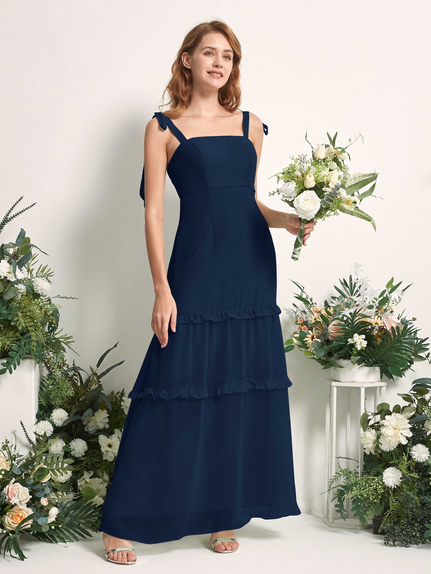 Carlyna Kaiya A-Line Navy Bridesmaid Dress Maxi Sleeveless Straight Dress #color_navy