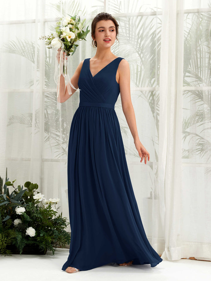 V-neck Sleeveless Chiffon Bridesmaid Dress (81223613)