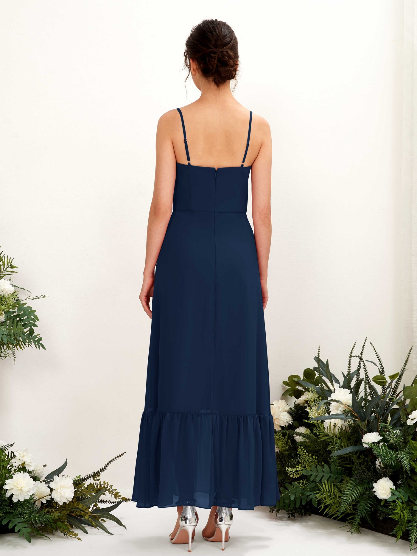 Spaghetti-straps Sweetheart Sleeveless Chiffon Bridesmaid Dress  (81223013)#color_navy