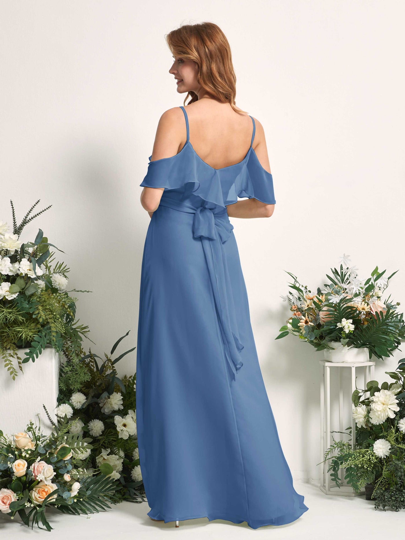 Carlyna Yvette A-Line Dusty Blue Bridesmaid Dress Maxi Sleeveless V-Neck Dress #color_dusty-blue