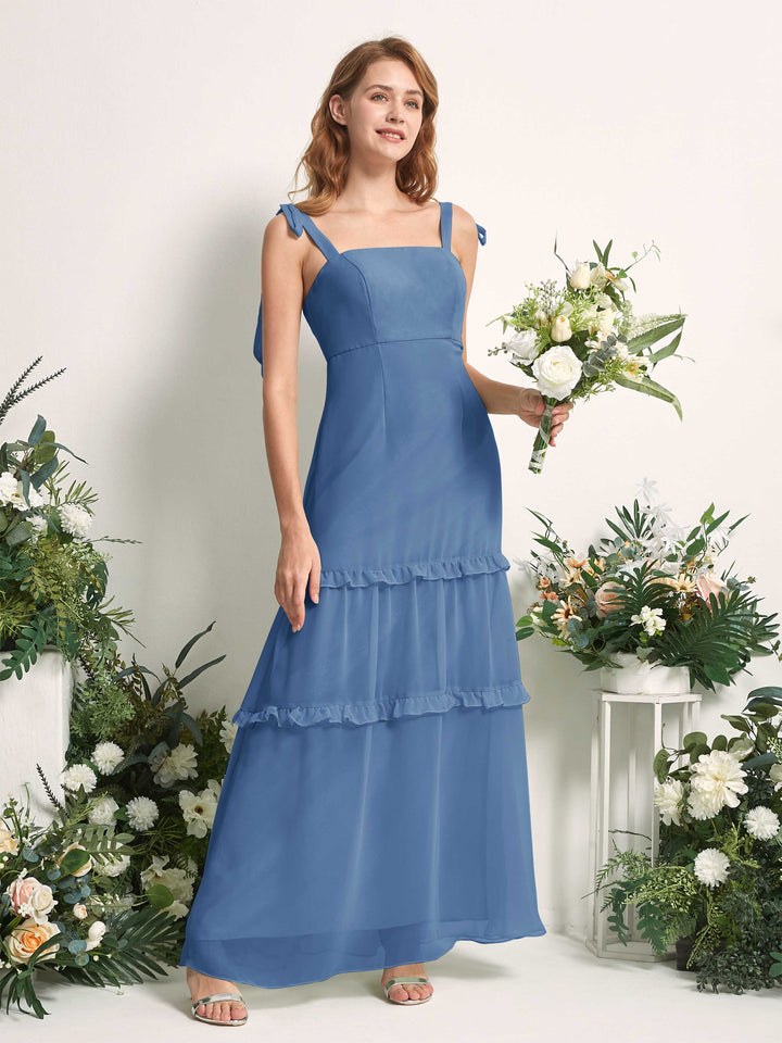 Carlyna Kaiya A-Line Dusty Blue Bridesmaid Dress Maxi Sleeveless Straight Dress 