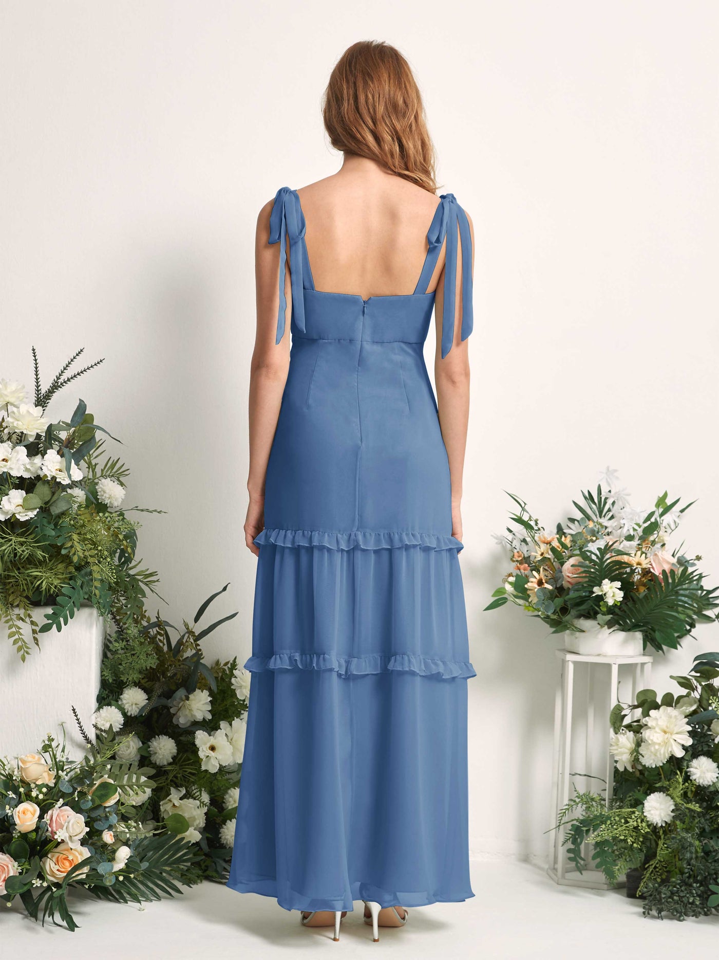 Carlyna Kaiya A-Line Dusty Blue Bridesmaid Dress Maxi Sleeveless Straight Dress #color_dusty-blue