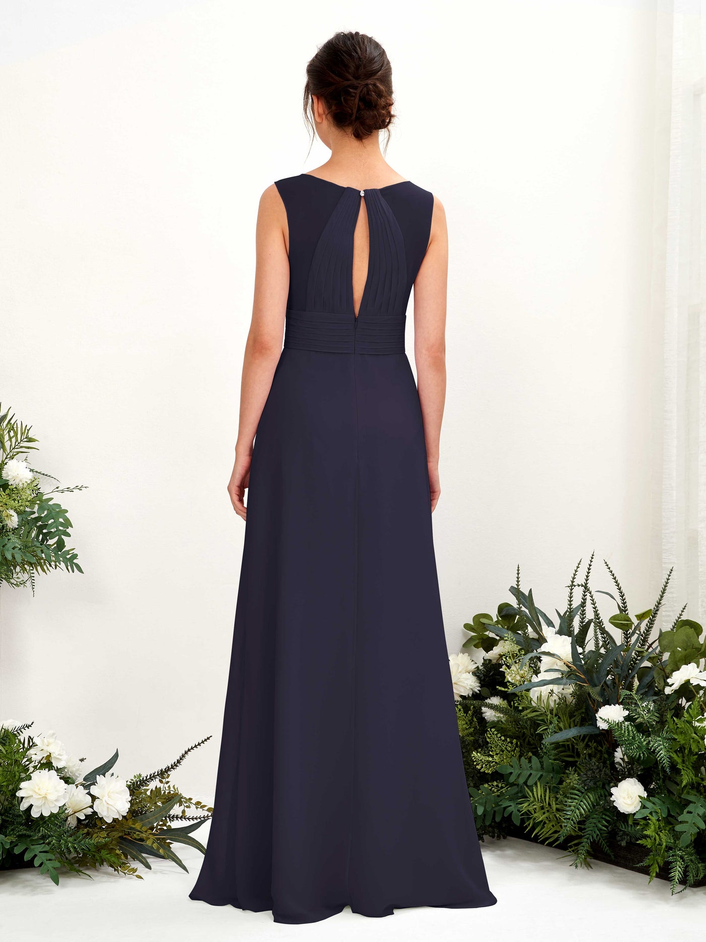 Carlyna Karen A-Line Dark Navy Bridesmaid Dress Maxi Sleeveless V-Neck Dress #color_dark-navy