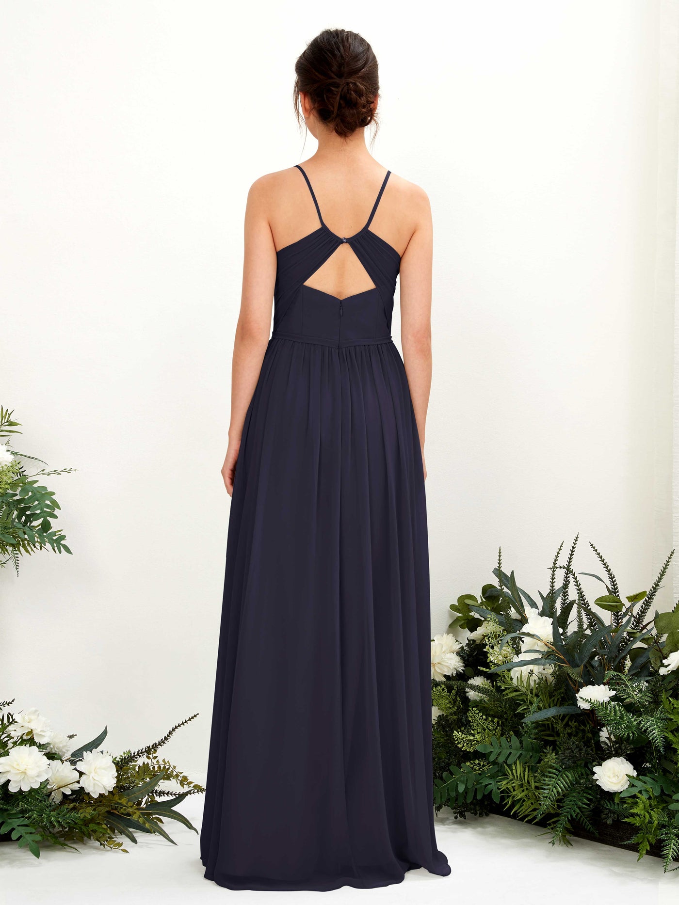 Carlyna Angela A-Line Dark Navy Bridesmaid Dress Maxi Sleeveless V-Neck Dress #color_dark-navy