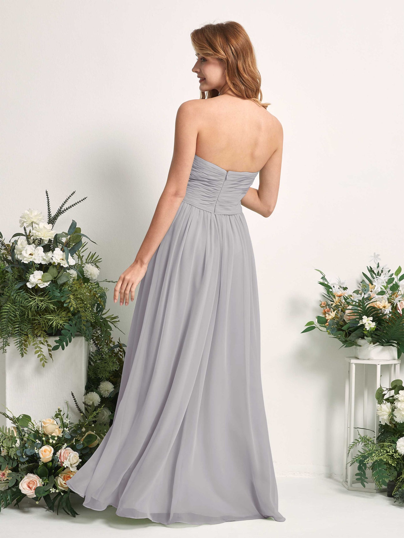 Bridesmaid Dress A-line Chiffon Sweetheart Full Length Sleeveless Wedding Party Dress - Dove (81226925)#color_dove