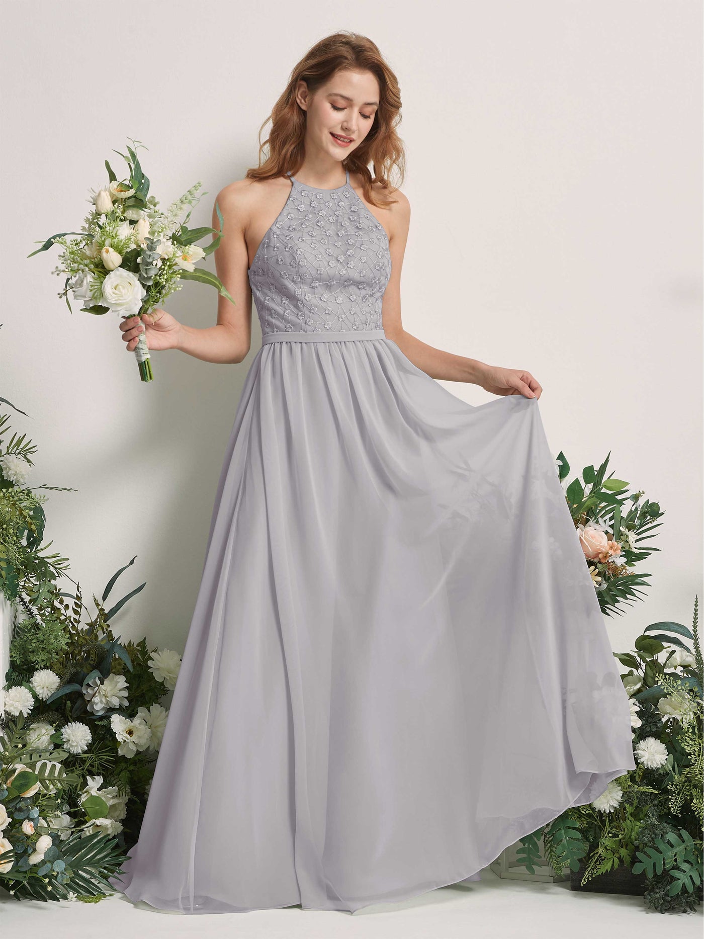 Dove Bridesmaid Dresses A-line Halter Sleeveless Chiffon Dresses (83220825)#color_dove