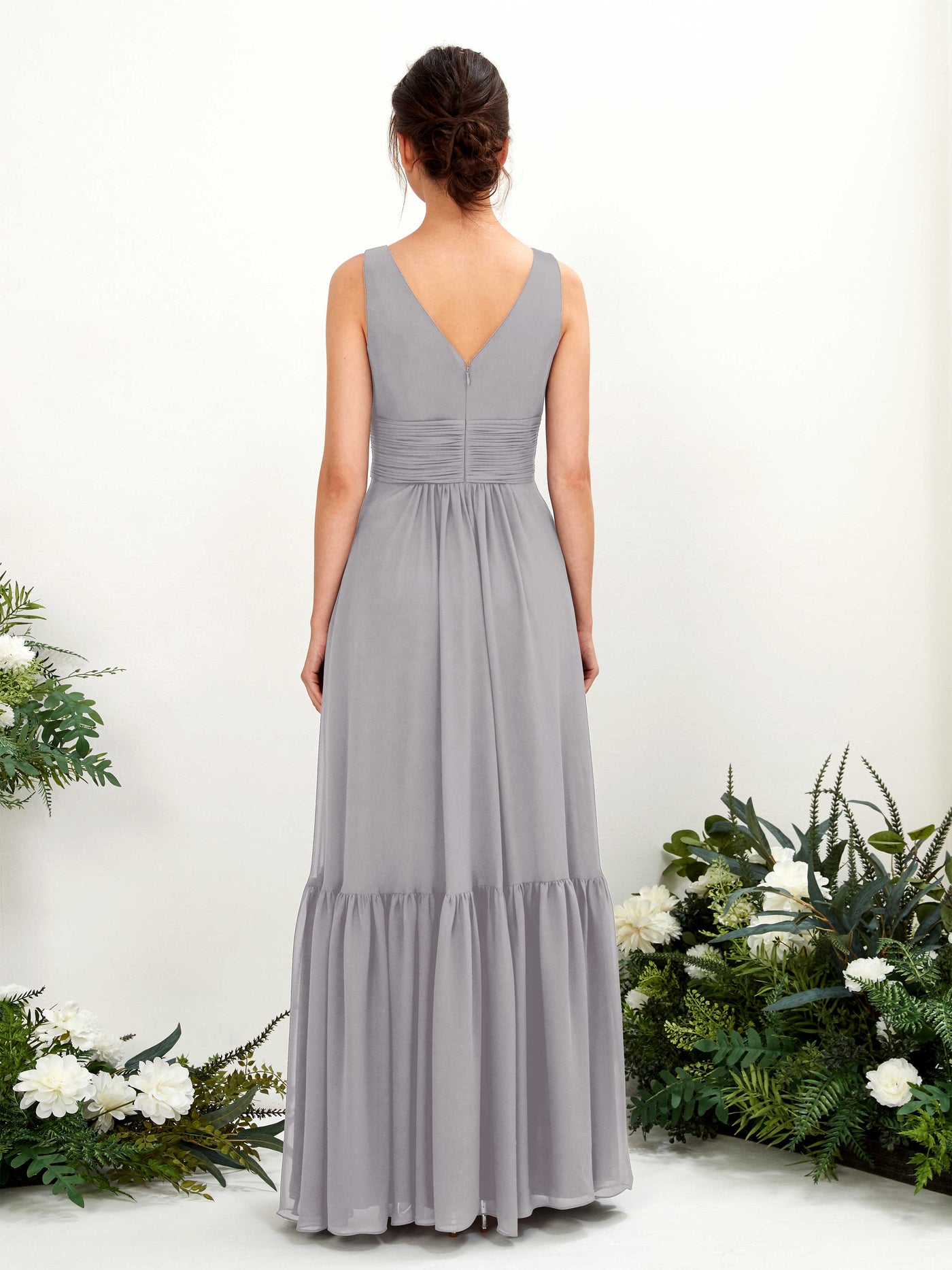 A-line Maternity Straps Sleeveless Chiffon Bridesmaid Dress - Dove (80223725)#color_dove