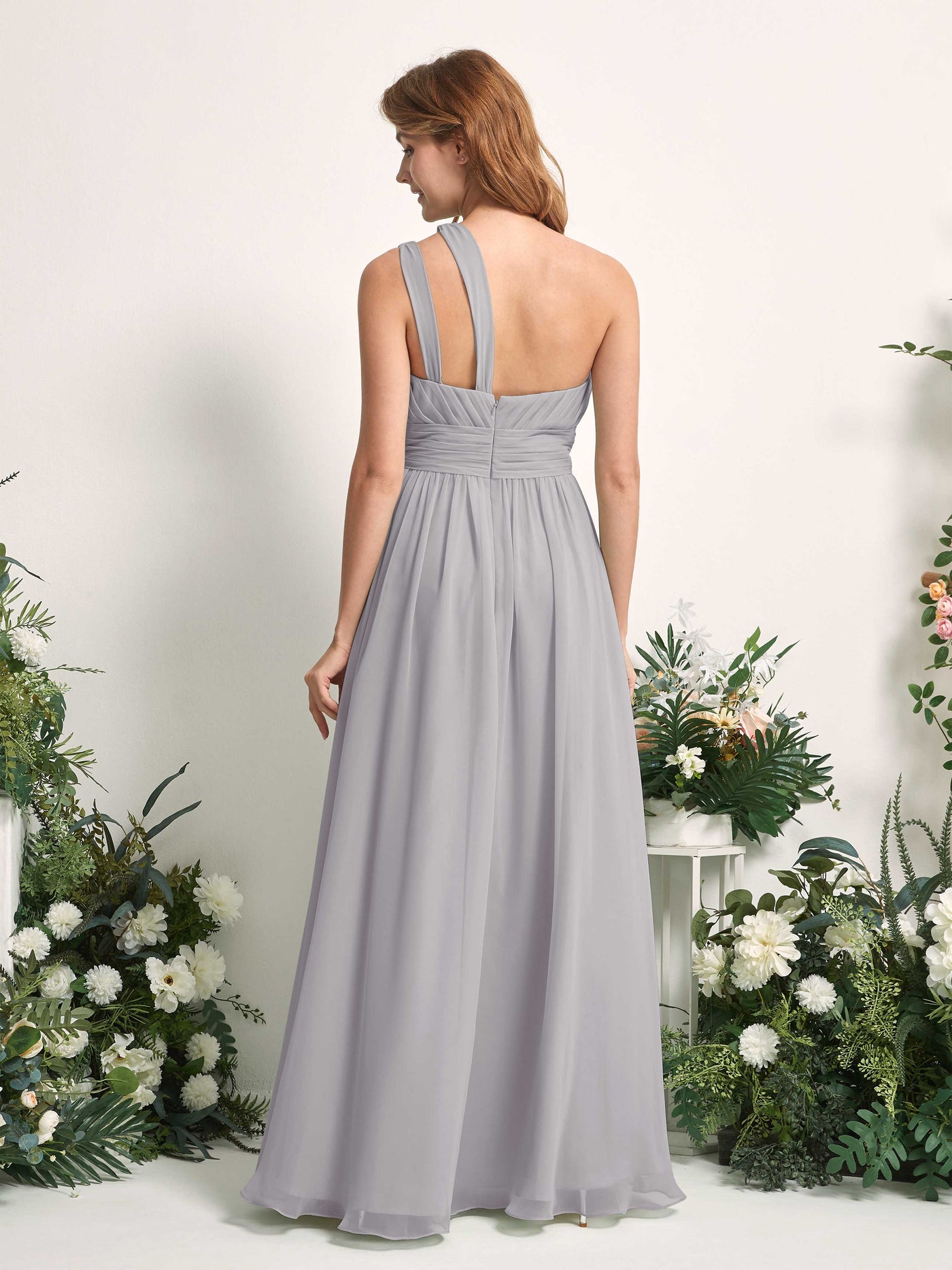 Carlyna Evelyn A-Line Dove Bridesmaid Dress Maxi Sleeveless One Shoulder Dress #color_dove