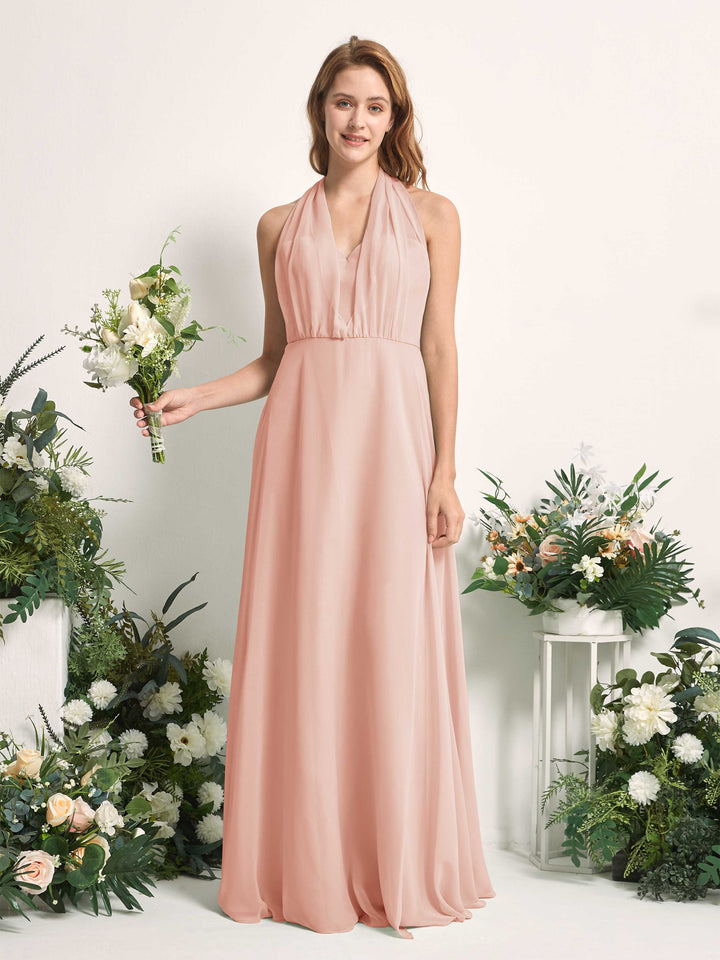 Carlyna Carolyn Convertible Pearl Pink Bridesmaid Dress Maxi Sleeveless Sweetheart Dress 