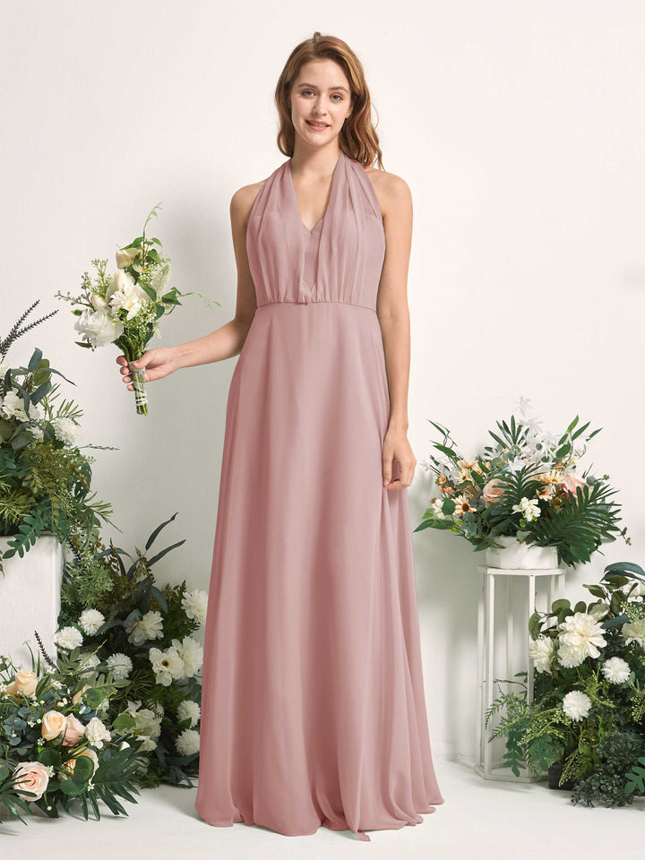 Carlyna Carolyn Convertible Dusty Rose Bridesmaid Dress Maxi Sleeveless Sweetheart Dress 