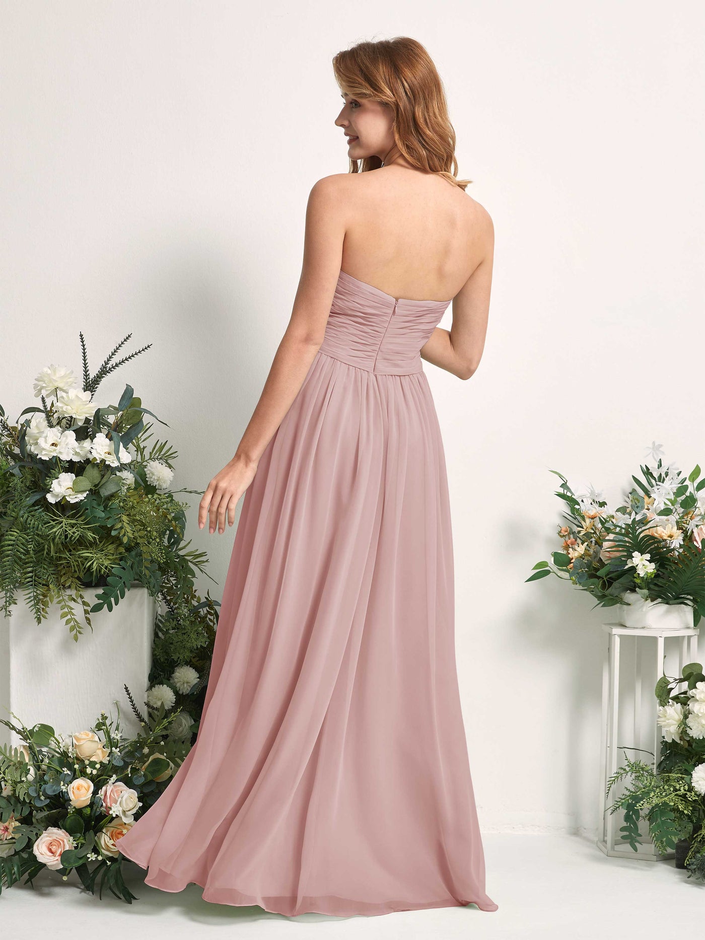 Bridesmaid Dress A-line Chiffon Sweetheart Full Length Sleeveless Wedding Party Dress - Dusty Rose (81226909)#color_dusty-rose