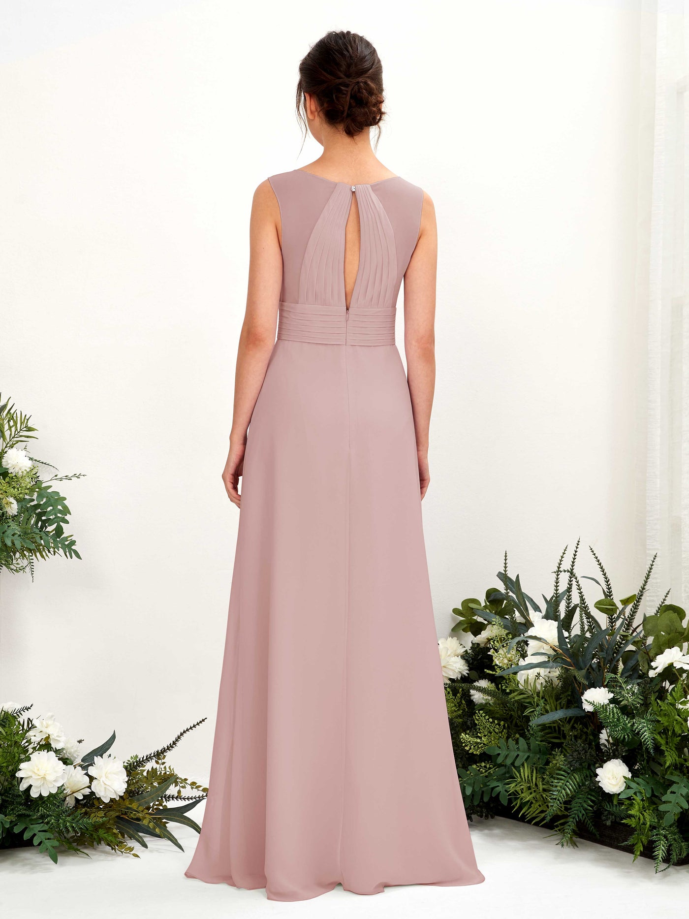 Carlyna Karen A-Line Dusty Rose Bridesmaid Dress Maxi Sleeveless V-Neck Dress #color_dusty-rose