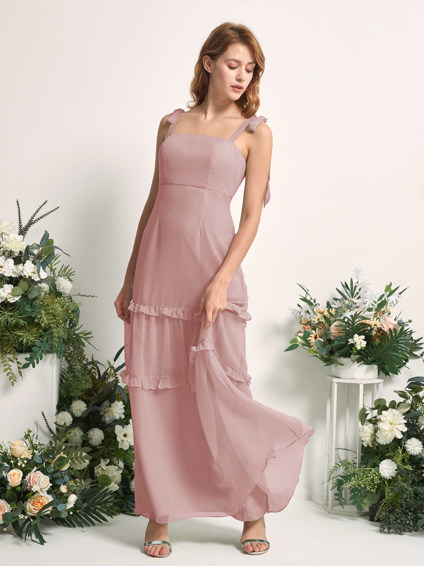 Carlyna Kaiya A-Line Dusty Rose Bridesmaid Dress Maxi Sleeveless Straight Dress #color_dusty-rose