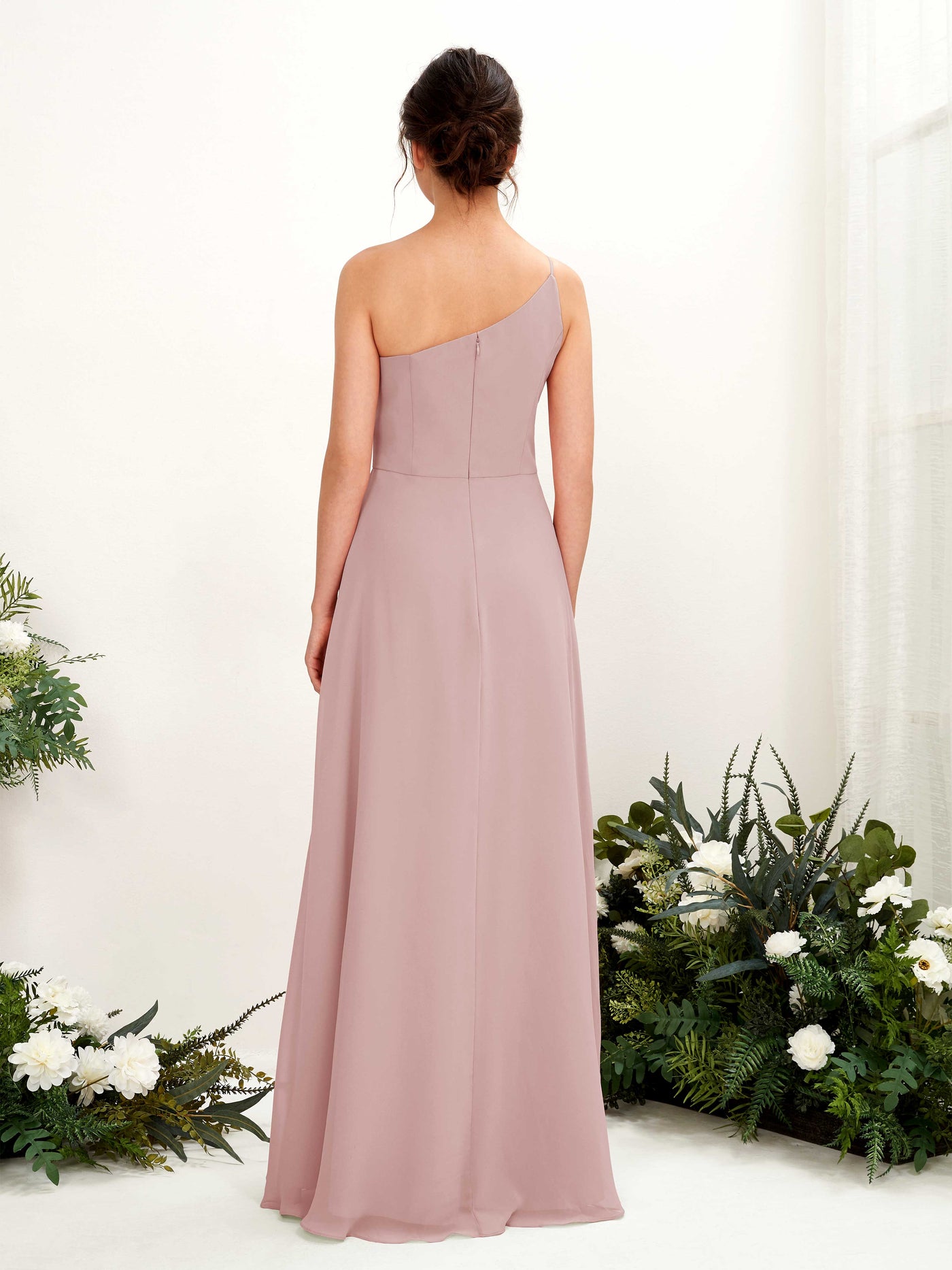 One Shoulder Sleeveless Chiffon Bridesmaid Dress - Dusty Rose (81225709)#color_dusty-rose