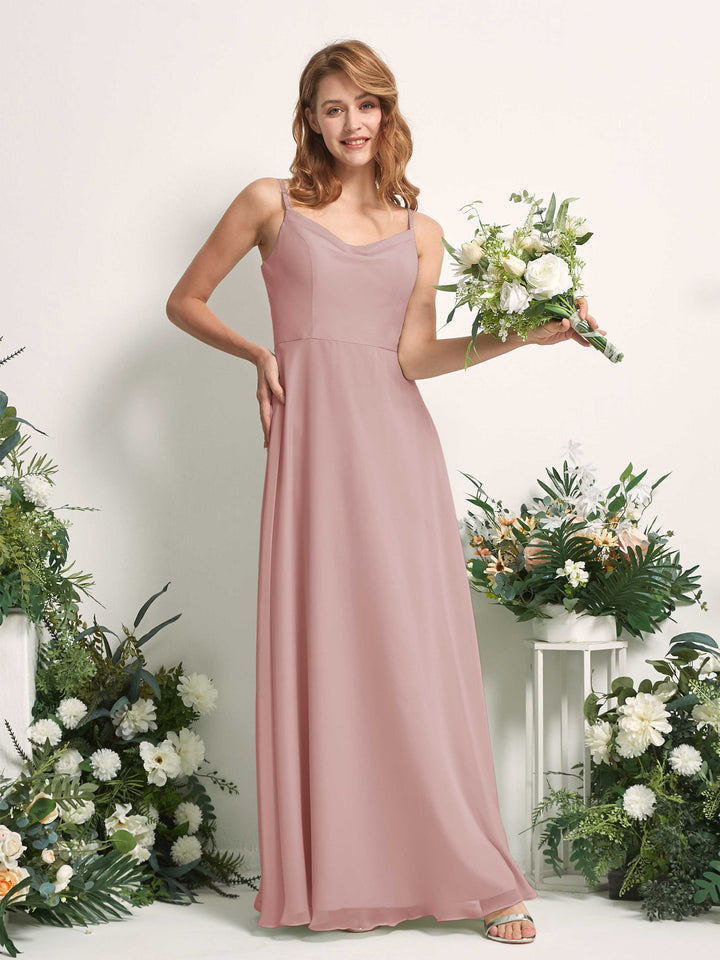 Carlyna Hannah A-Line Dusty Rose Bridesmaid Dress Maxi Sleeveless Sweetheart Dress 