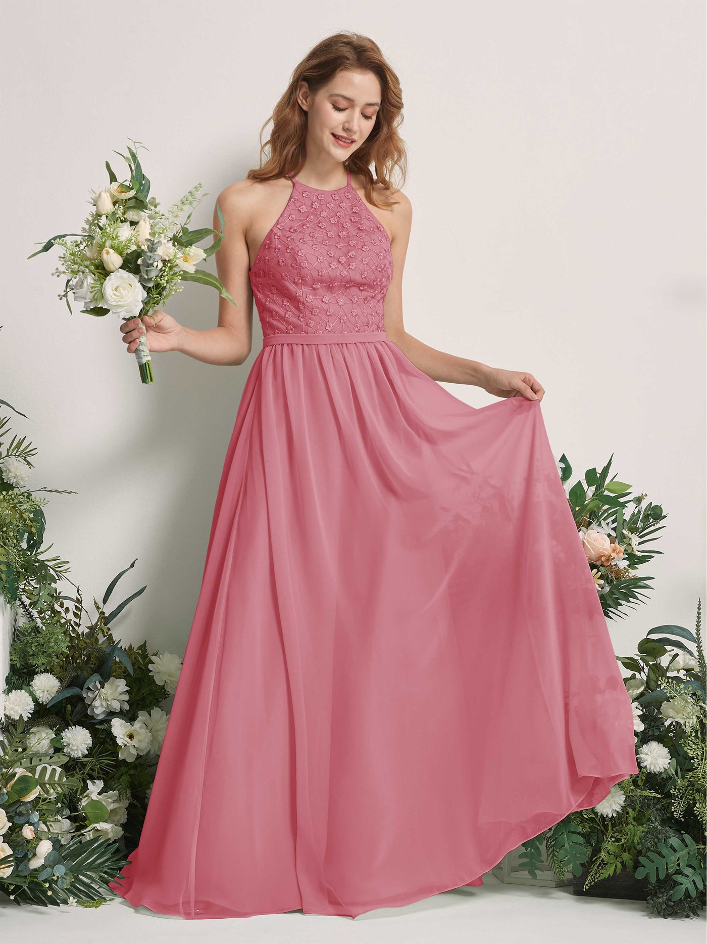 Desert Rose Bridesmaid Dresses A-line Halter Sleeveless Chiffon Dresses (83220811)#color_desert-rose