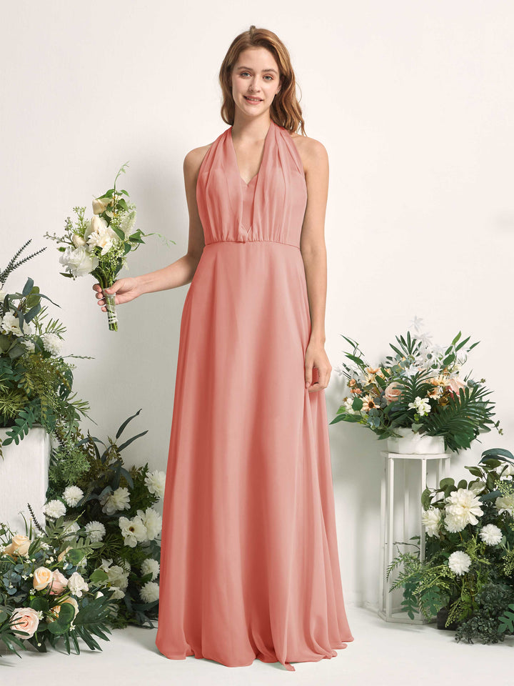 Carlyna Carolyn Convertible Champagne Rose Bridesmaid Dress Maxi Sleeveless Sweetheart Dress 