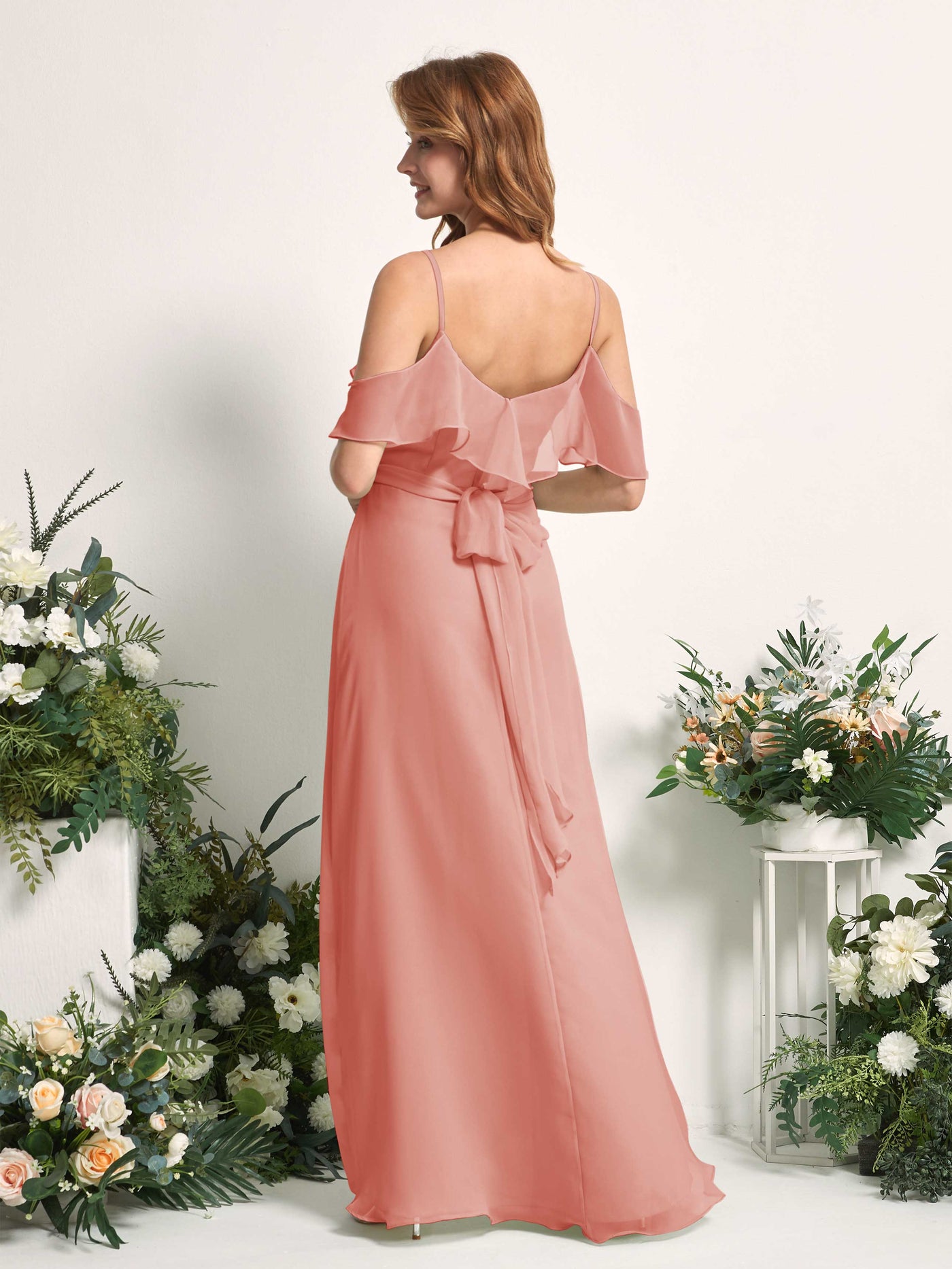 Carlyna Yvette A-Line Champagne Rose Bridesmaid Dress Maxi Sleeveless V-Neck Dress #color_champagne-rose