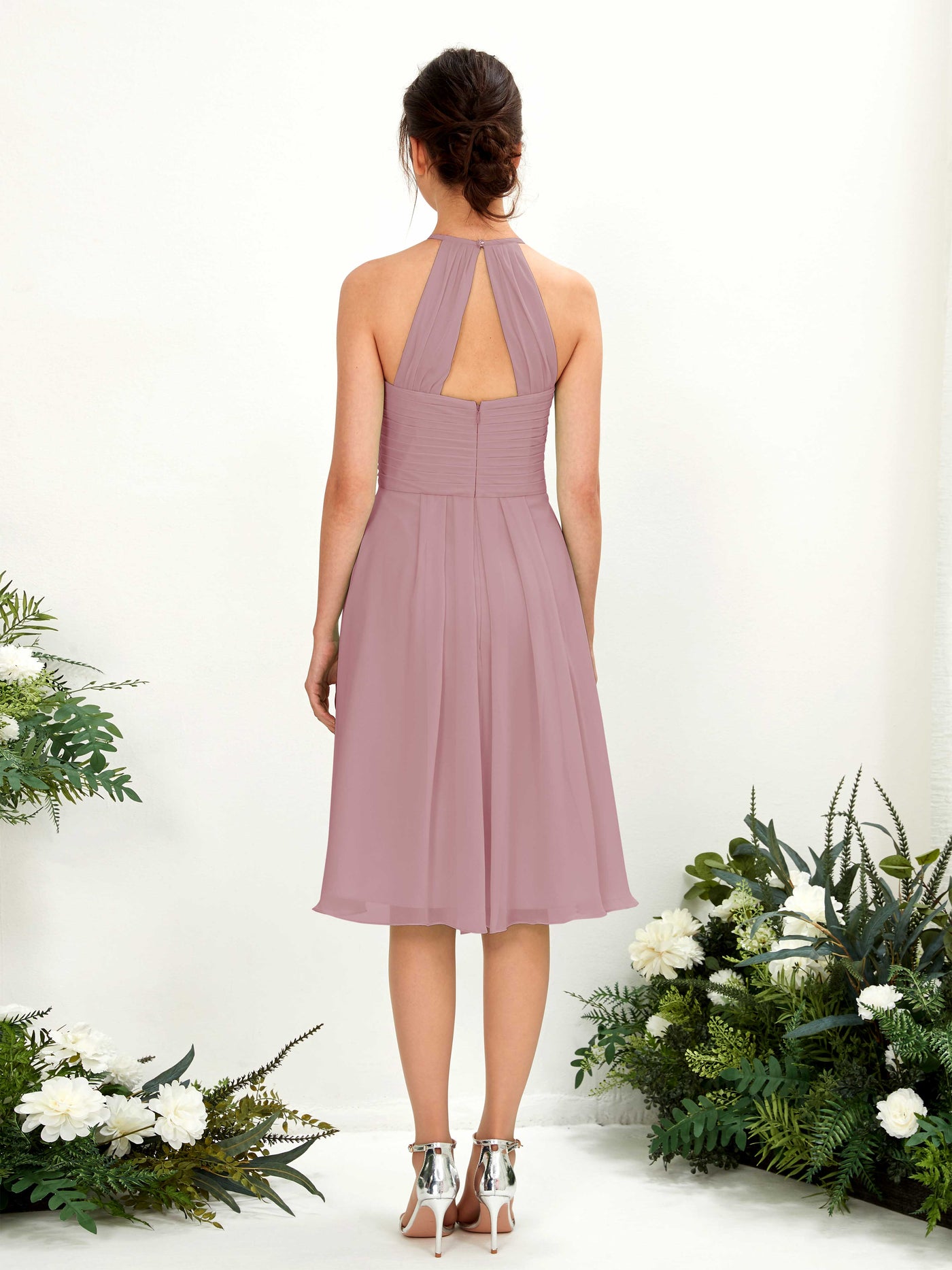 A-line Halter Sleeveless Chiffon Bridesmaid Dress - Vintage Mauve (81220401)#color_vintage-mauve