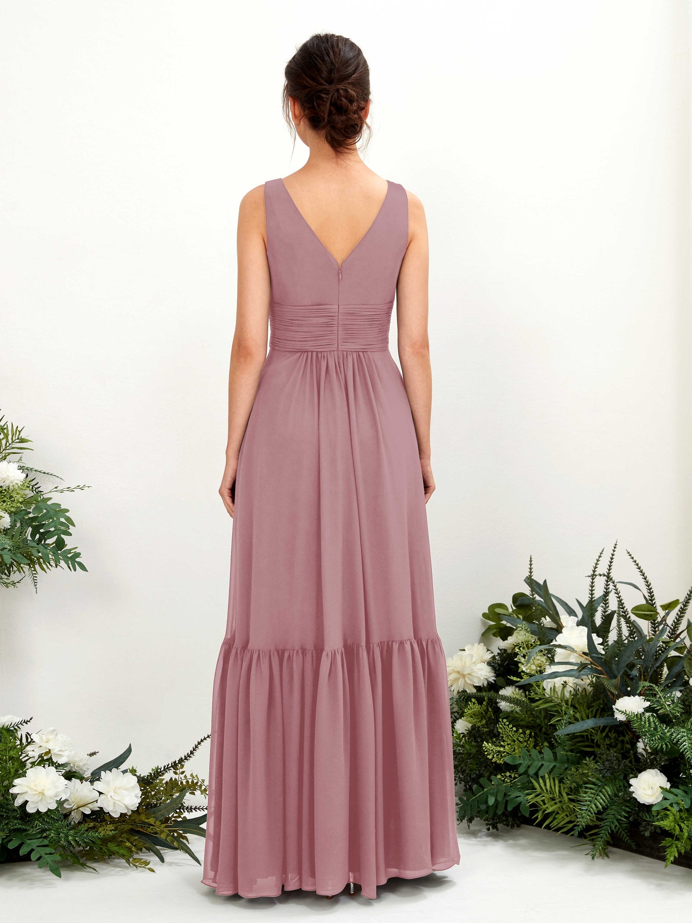 A-line Maternity Straps Sleeveless Chiffon Bridesmaid Dress - Vintage Mauve (80223701)#color_vintage-mauve