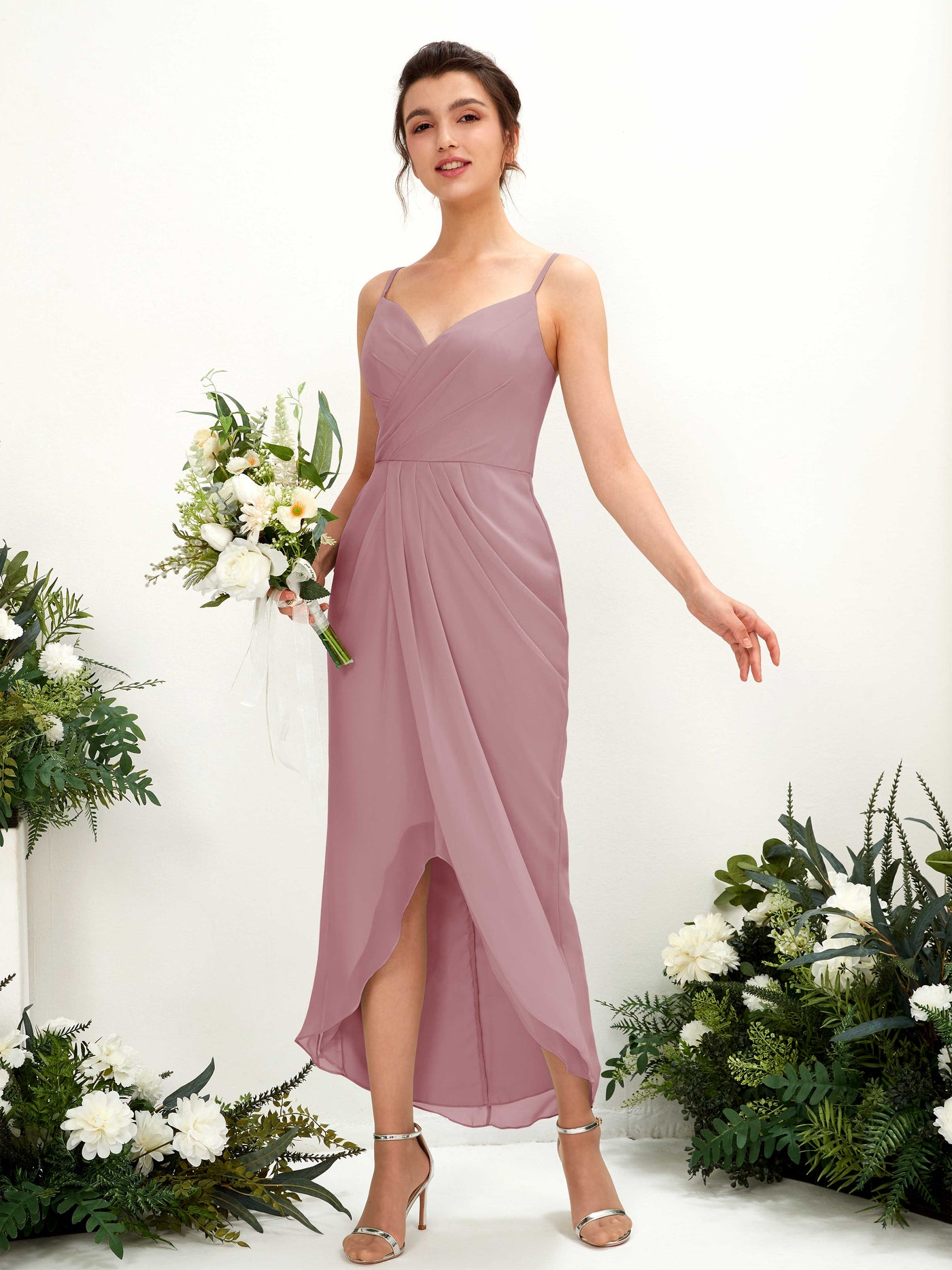 Spaghetti-straps V-neck Sleeveless Chiffon Bridesmaid Dress - Vintage Mauve (81221301)#color_vintage-mauve