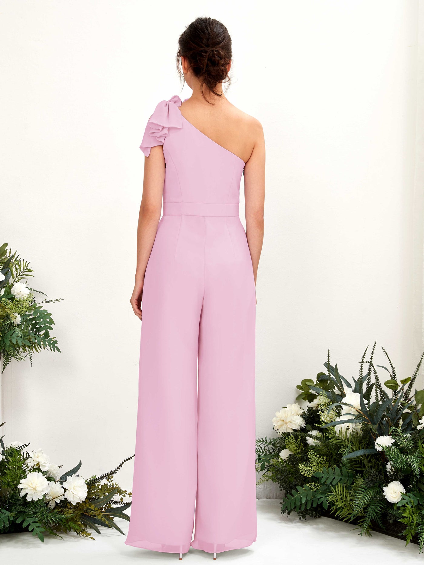 Carlyna Jasmine Jumpsuit Candy Pink Bridesmaid Dress Maxi Sleeveless One Shoulder Dress #color_candy-pink